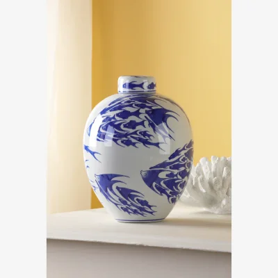 The Range Simone Ceramic Blue White Fish Jar