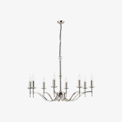 The Range Stanford 8 Light Chandelier Polished Nickel Plate Finish, E14 - Polished Nickel Plate