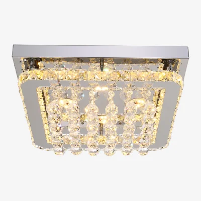 The Range Modern Fancy Crystal LED Flush Mount Ceiling Light Fixture - Silver