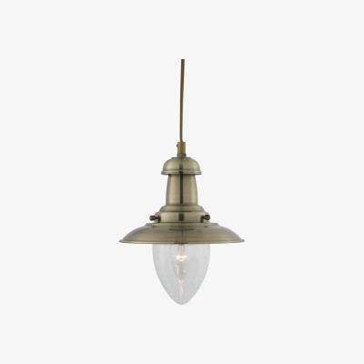 The Range Fisherman 1 Light Dome Ceiling Pendant Antique Brass, Seeded Glass, E27 - Antique Brass / 18cm