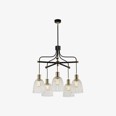 The Range Douille 5 Light Chandelier Black, Polished Brass Finish, E27 - Polished Brass