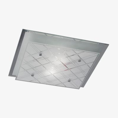 The Range Aries Flush Ceiling Square 2 Light Medium Polished Chrome, Glass - Polished Chrome