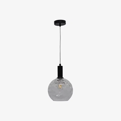 The Range Barnum Clear Dimple Glass Globe Black Deco Pendant Fitting - Black & Clear