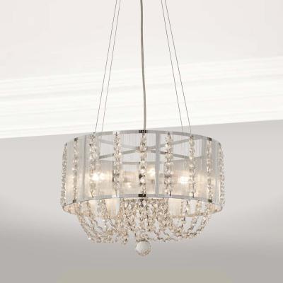 The Range 4 Light Pendant with Fabric Wrap Shade  - Silver