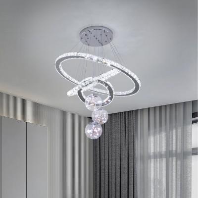 The Range Crystal Triple Ring LED Ceiling Light - Silver