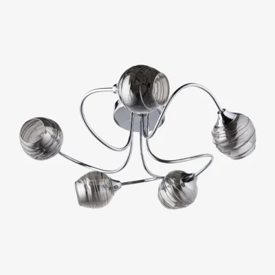 The Range Marple 5lt Flush Ceiling Light - Polished Chrome Plate And Smoked Glass