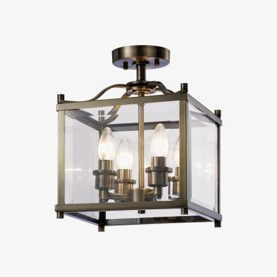 The Range Aston Semi Flush Ceiling 4 Light Antique Brass, Glass - Antique Brass