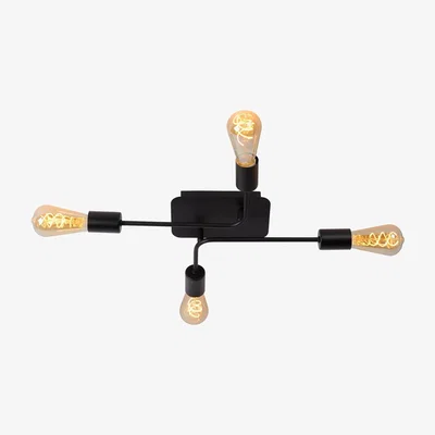 The Range Lester Modern Flush Ceiling Light Black - Black