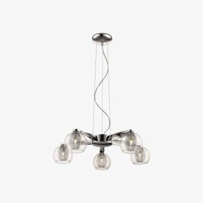 The Range Spring 5 Light Multi Arm Ceiling Pendant Mesh Chrome, Clear, G9 - Chrome