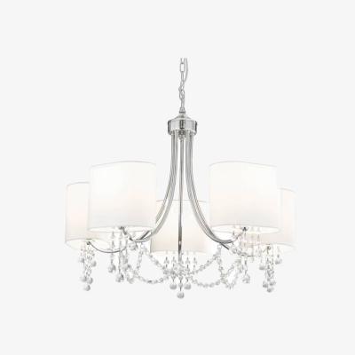 The Range Nina 5 Light Multi Arm Ceiling Pendant Chrome, Crystals with Shades, E14 - Chrome
