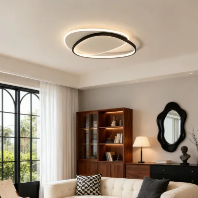 The Range Modern Geometric 2 Light Ceiling Light with Remote Control - Grey