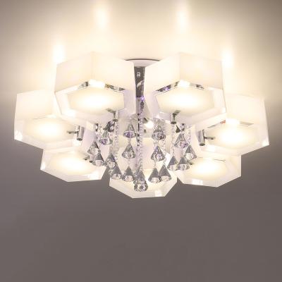 The Range Hexagonal LED Semi Flush Ceiling Light - White / 90cm / 40cm