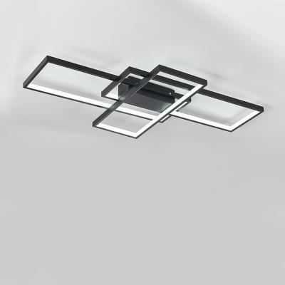 The Range Rectangular LED Semi Flush Ceiling Light - Black / Cool White