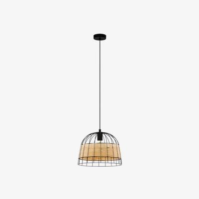 The Range Anwick Rattan and Black Steel Pendant - Brown