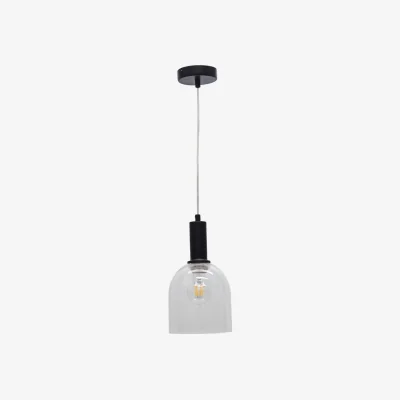 The Range Belten Clear Glass Cloche Black Deco Pendant Fitting - Black & Clear