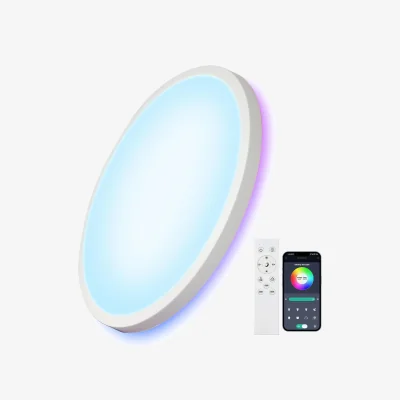 The Range GOECO Round LED Ceiling Light RGB + 3 White Tones IP44 for Bathroom/Kitchen - White
