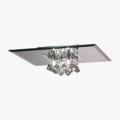 The Range Theo Flush Ceiling, 400mm Square, G9 Chrome, Smoked Mirror, Smoked Crystal - Polished Chrome