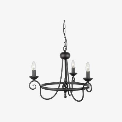 The Range Harlech Chandelier 3 Light Black Finish - Black