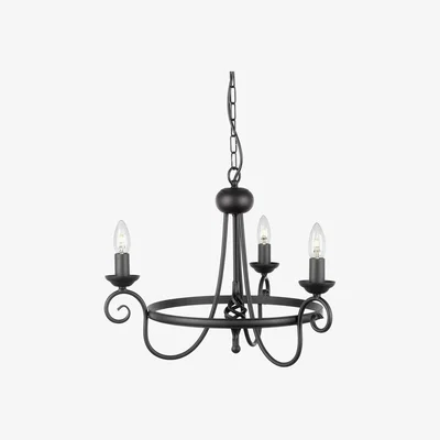 The Range Harlech Chandelier 3 Light Black Finish - Black