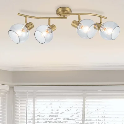 The Range COSYLYTE Hilston 4 Light Bar Glass Spotlight - Gold