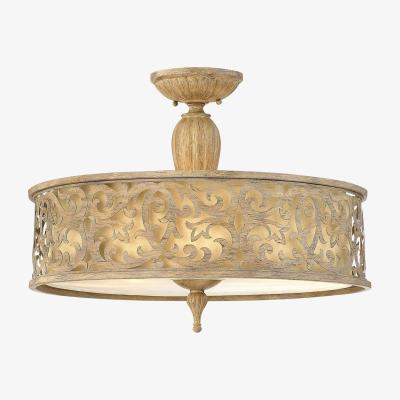 The Range Carabel 3 Light Large Semi Flush Ceiling Light Brushed Champagne, E27 - Brushed Champagne