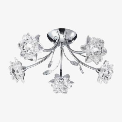 The Range Bellis 5 Light Semi Flush Flower Design Ceiling Light Chrome and Glass, G9 - Chrome