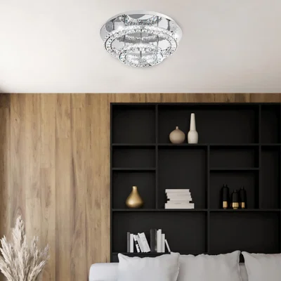 The Range EGLO Toneria Chrome Crystal LED Ceiling Light, (D) 55cm - Silver