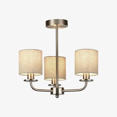 The Range Satin Silver Ceiling Light With Linen Shades - 3