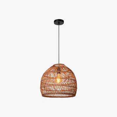 The Range Moloko Scandinavian Rattan Pendant Light Ocher Yellow - Black / 40cm