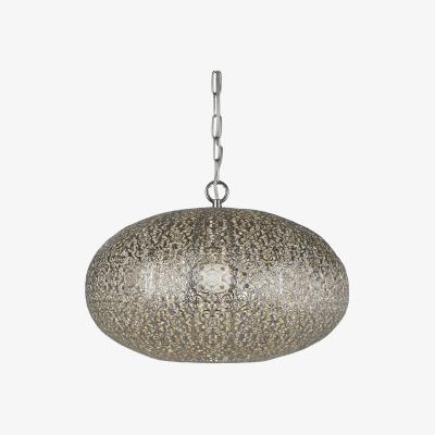The Range Fretwork 1 Light Pendant, Shiny Nickel - Chrome