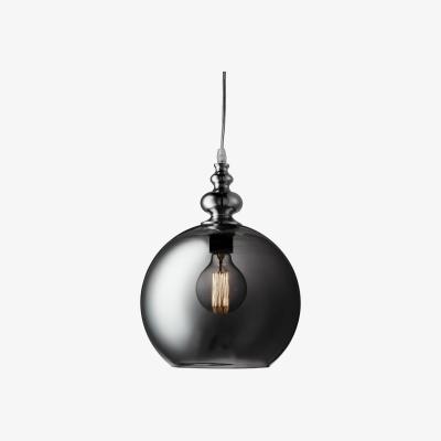 The Range Indiana 1 Light Globe Dome Ceiling Pendant Chrome, Smokey, Glass, E27 - Chrome