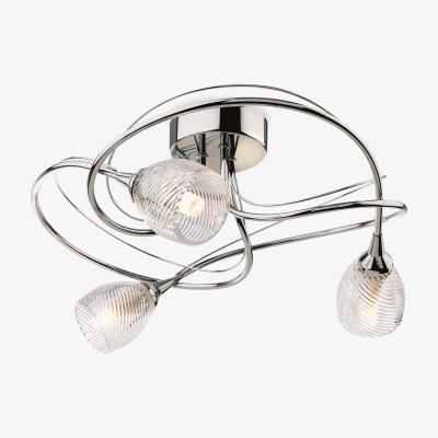 The Range Henley 3 Light Flush Light Chrome, Clear Decorative Glass, G9 - Chrome
