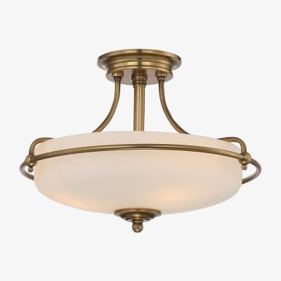 The Range Griffin 3 Light Semi-Flush Light - Weathered Brass, E27 - Brass