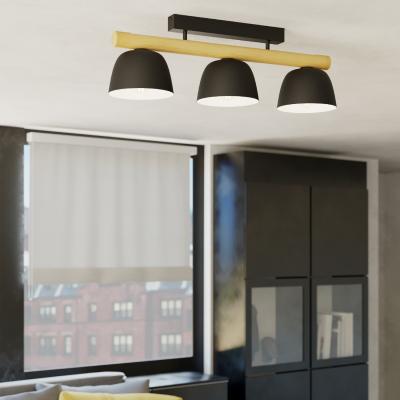 The Range 3 Set Ceiling Light E27 Wood SHERBURN - Black