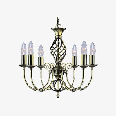 The Range Zanzibar 6 Light Multi Arm Ceiling Pendant Antique Brass, E14 - Antique Brass