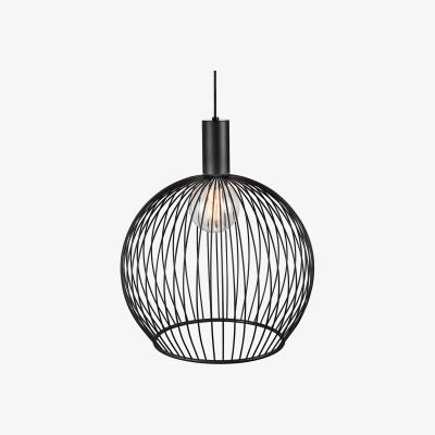 The Range Aver 50cm Wire Frame Pendant Ceiling Light Black, E27 - Black
