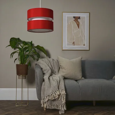 The Range Sophia Small 2 Tier Ceiling Light Shade and Bulb - Red