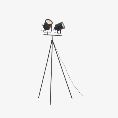 The Range Stockholm Two Spotlight Matte Black Tripod Floor Lamp - Black