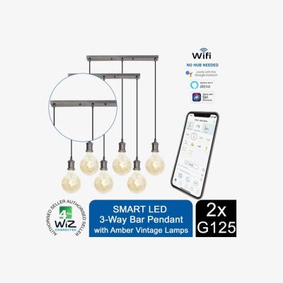 The Range WiZ WiFi SMART LED G125 Amber Vintage Lamps - 3-way Bar Pendant - 3-Way Bar 2PK / 2 / Bar