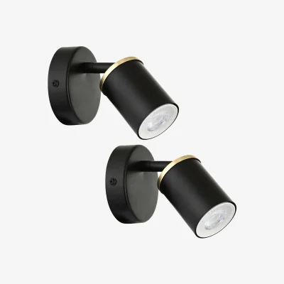 The Range Set Of 2 Larbert Spotlights - Matt Black With Brushed Gold Detail