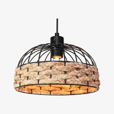 The Range Metal and Jute Rope Rattan Effect Light Shade - Natural Jute & Black