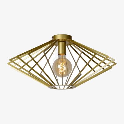 The Range Diamond Modern Flush Ceiling Light Matt Gold Brass - Black