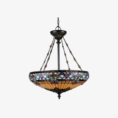 The Range Belle Fleur 4 Light Tiffany Ceiling Pendant Vintage Bronze, E27 - Vintage Bronze
