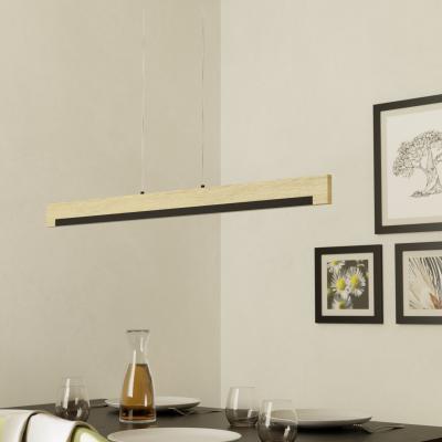 The Range EGLO CAMACHO Modern Wood and Steel LED Pendant Ceiling Light  - Black