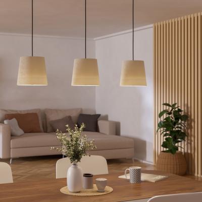 The Range Febres Fabric Shade Traditional 3 Light Pendant - black