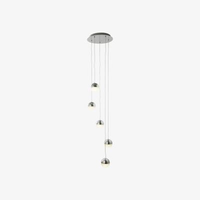 The Range Marbles Integrated LED 5 Light Spiral Cluster Pendant Chrome, Crushed Ice Glass - Chrome