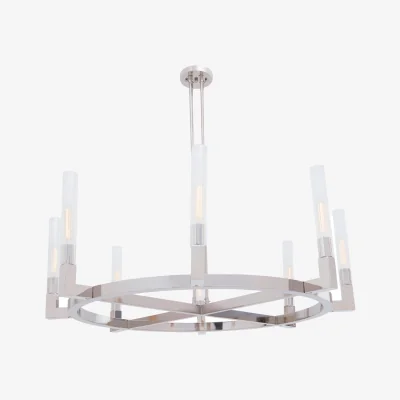 The Range Alexis Nickel Finish 8 Bulb Round Statement Pendant Light - Silver