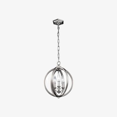 The Range Corinne 3 Light Small Spherical Ceiling Pendant Polished Nickel, E14 - Polished Nickel