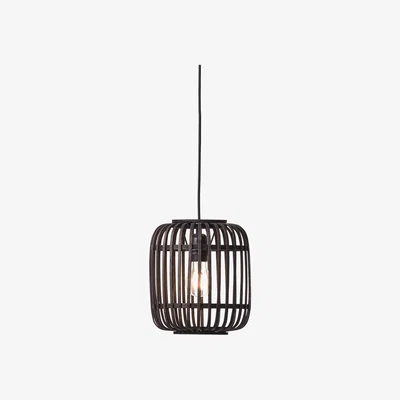 The Range Mathias Single Pendant Ceiling Lamp, Dark Bamboo, Plywood With Matt Black Paint - Dark Bamboo