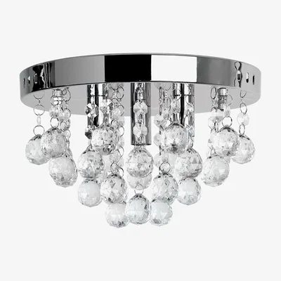 The Range Modern Polished Chrome And Clear Acrylic Droplet Flush Ceiling Light Fitting - Silver